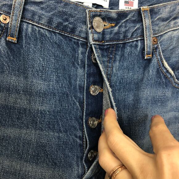 RE/DONE High Rise Straight Leg Loose Fit Button Fly 90's Jeans Vintage Indigo 30 - Picture 5 of 13
